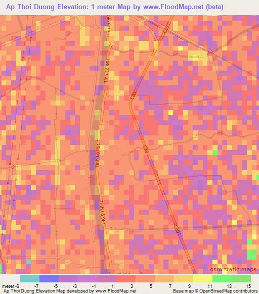 Ap Thoi Duong,Vietnam Elevation Map