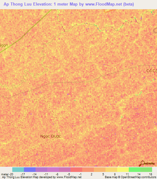 Ap Thong Luu,Vietnam Elevation Map