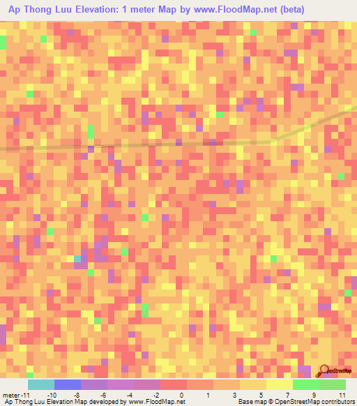 Ap Thong Luu,Vietnam Elevation Map