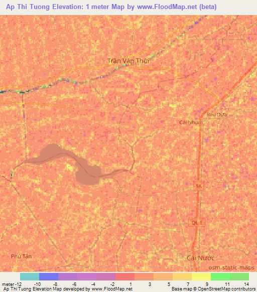 Ap Thi Tuong,Vietnam Elevation Map