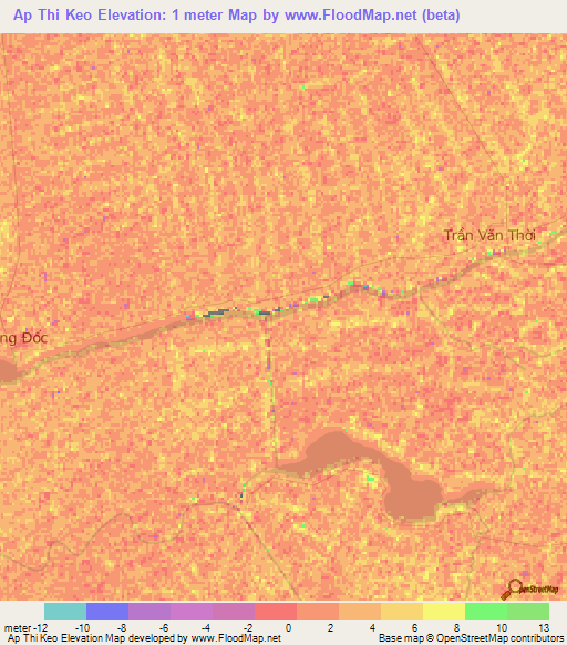 Ap Thi Keo,Vietnam Elevation Map