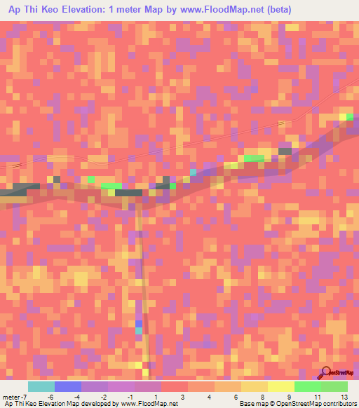 Ap Thi Keo,Vietnam Elevation Map