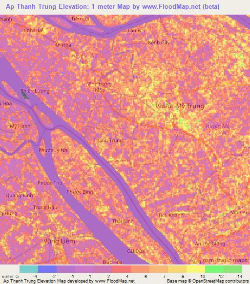 Ap Thanh Trung,Vietnam Elevation Map