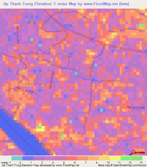 Ap Thanh Trung,Vietnam Elevation Map