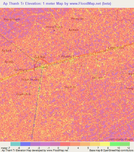 Ap Thanh Tr,Vietnam Elevation Map