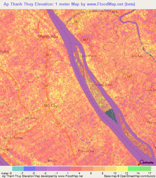 Ap Thanh Thuy,Vietnam Elevation Map