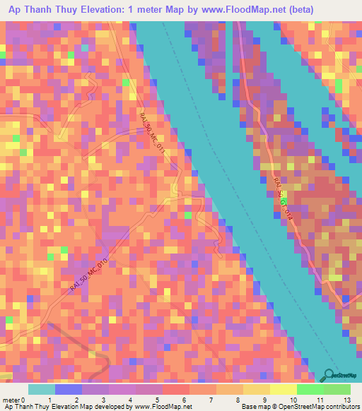 Ap Thanh Thuy,Vietnam Elevation Map