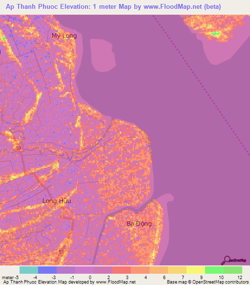 Ap Thanh Phuoc,Vietnam Elevation Map