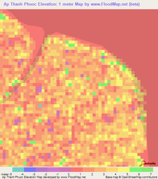 Ap Thanh Phuoc,Vietnam Elevation Map