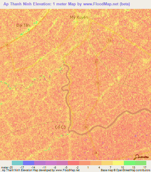 Ap Thanh Ninh,Vietnam Elevation Map