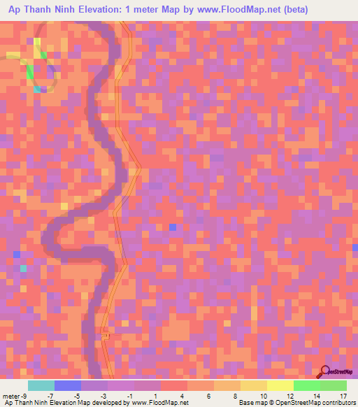 Ap Thanh Ninh,Vietnam Elevation Map