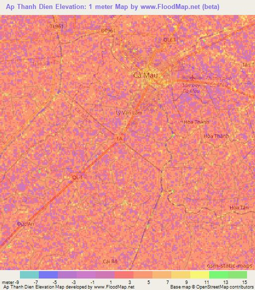 Ap Thanh Dien,Vietnam Elevation Map