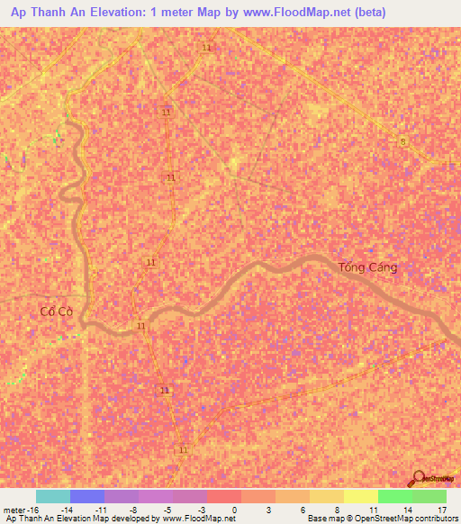 Ap Thanh An,Vietnam Elevation Map