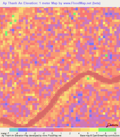 Ap Thanh An,Vietnam Elevation Map