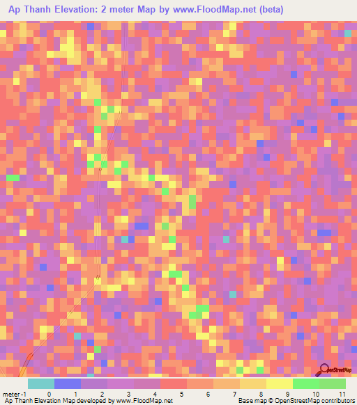 Ap Thanh,Vietnam Elevation Map