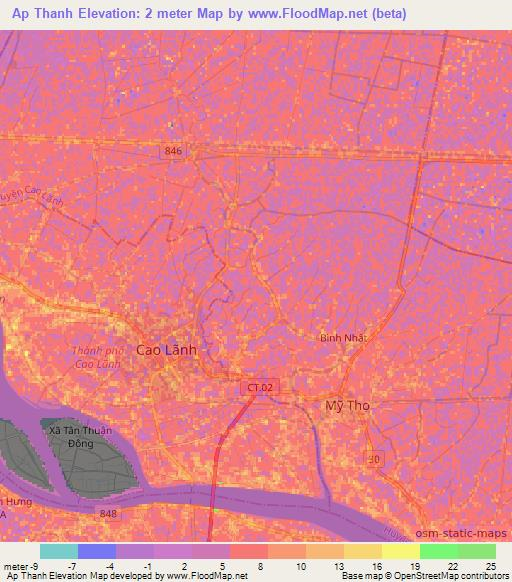 Ap Thanh,Vietnam Elevation Map