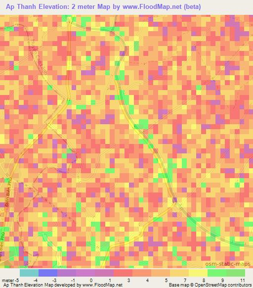 Ap Thanh,Vietnam Elevation Map