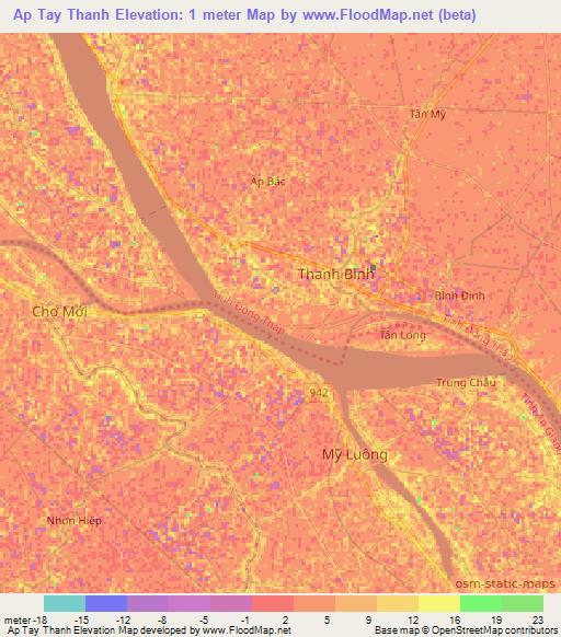 Ap Tay Thanh,Vietnam Elevation Map