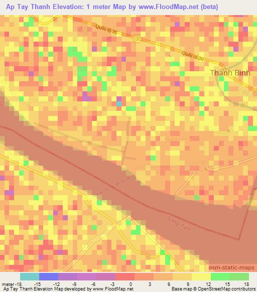 Ap Tay Thanh,Vietnam Elevation Map