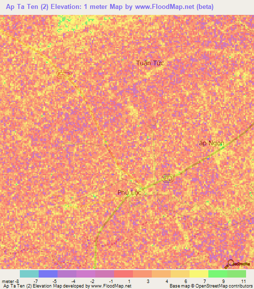 Ap Ta Ten (2),Vietnam Elevation Map