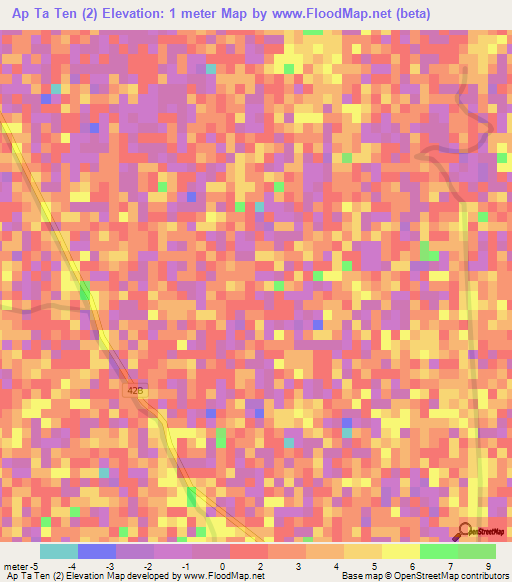 Ap Ta Ten (2),Vietnam Elevation Map