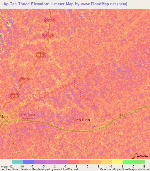 Ap Tan Thuoc,Vietnam Elevation Map