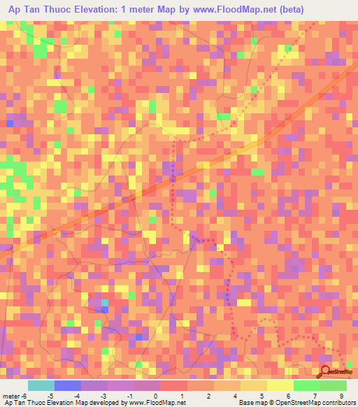 Ap Tan Thuoc,Vietnam Elevation Map