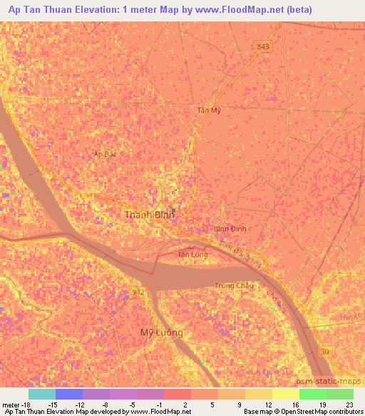 Ap Tan Thuan,Vietnam Elevation Map