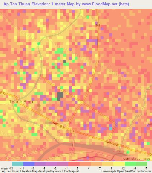 Ap Tan Thuan,Vietnam Elevation Map