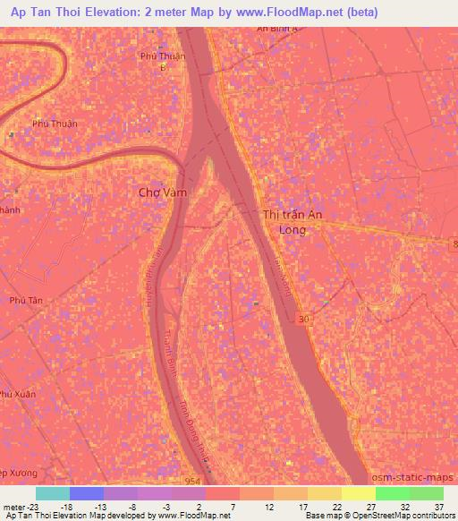 Ap Tan Thoi,Vietnam Elevation Map