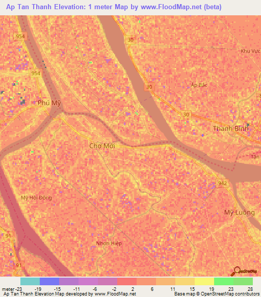 Ap Tan Thanh,Vietnam Elevation Map