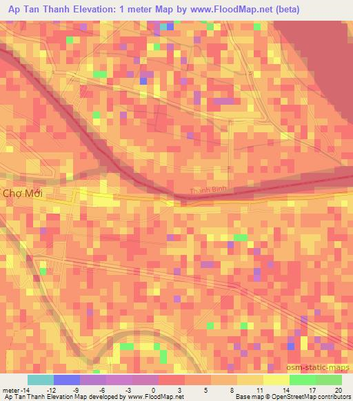 Ap Tan Thanh,Vietnam Elevation Map