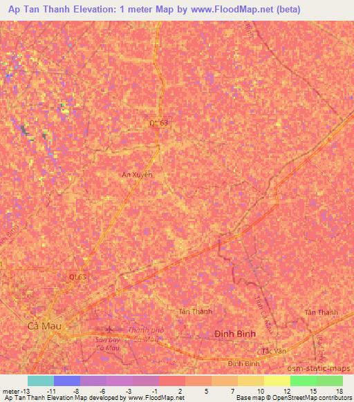 Ap Tan Thanh,Vietnam Elevation Map