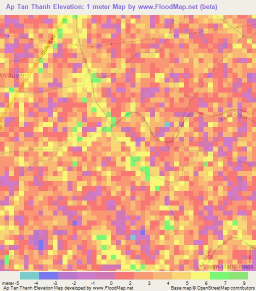 Ap Tan Thanh,Vietnam Elevation Map