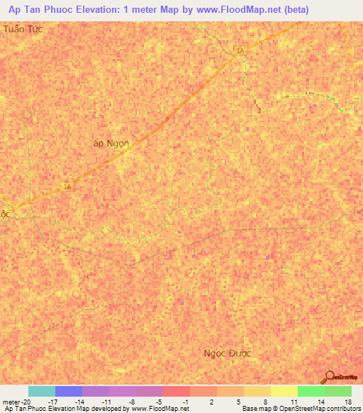 Ap Tan Phuoc,Vietnam Elevation Map