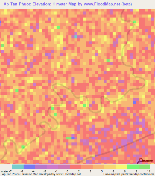 Ap Tan Phuoc,Vietnam Elevation Map