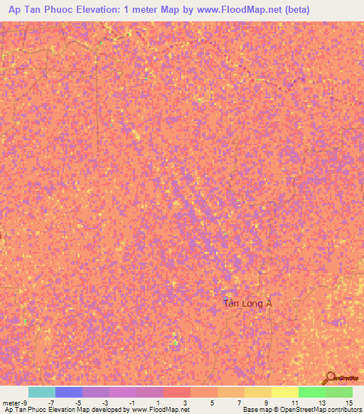 Ap Tan Phuoc,Vietnam Elevation Map