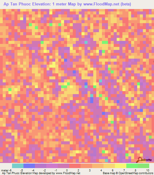 Ap Tan Phuoc,Vietnam Elevation Map