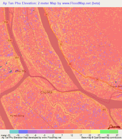 Ap Tan Phu,Vietnam Elevation Map