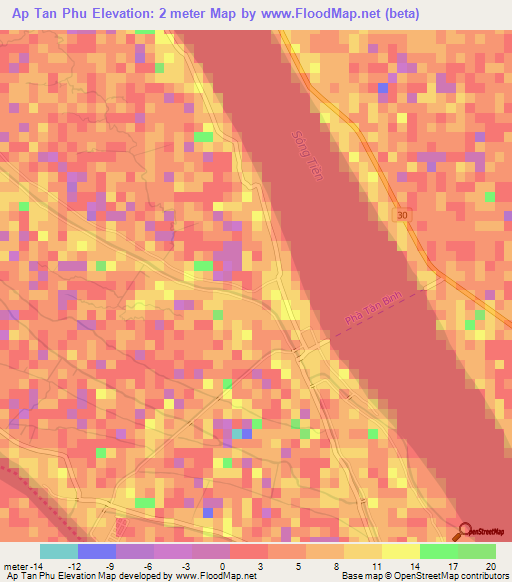 Ap Tan Phu,Vietnam Elevation Map