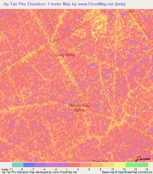 Ap Tan Phu,Vietnam Elevation Map