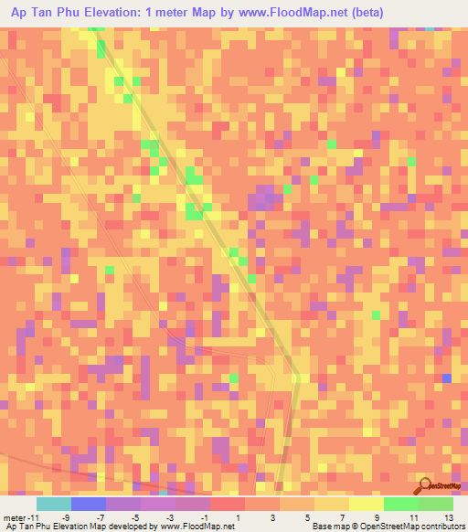 Ap Tan Phu,Vietnam Elevation Map