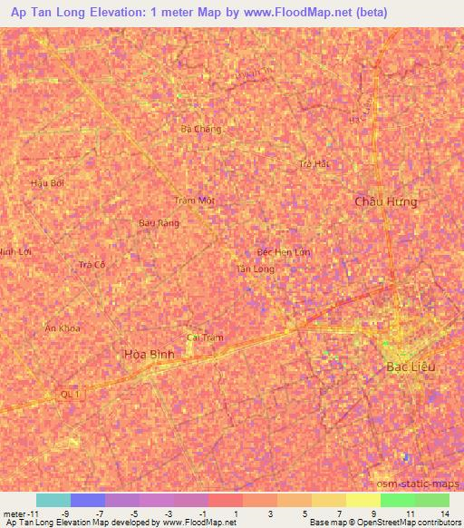 Ap Tan Long,Vietnam Elevation Map