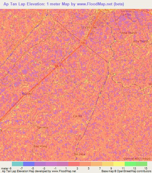 Ap Tan Lap,Vietnam Elevation Map