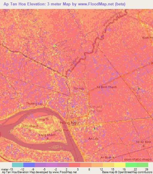 Ap Tan Hoa,Vietnam Elevation Map