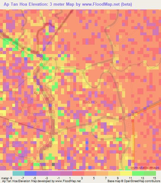 Ap Tan Hoa,Vietnam Elevation Map