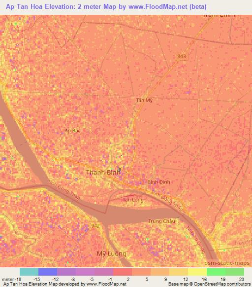 Ap Tan Hoa,Vietnam Elevation Map