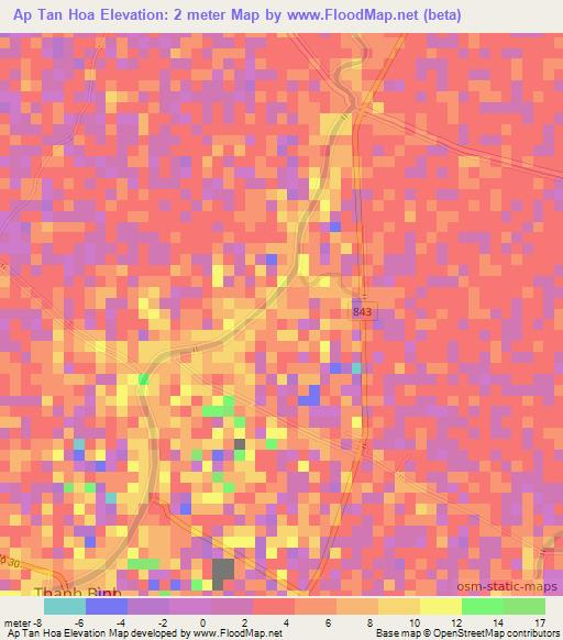 Ap Tan Hoa,Vietnam Elevation Map