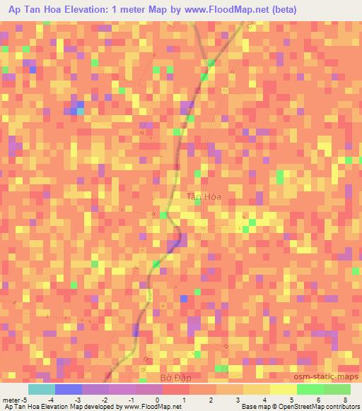 Ap Tan Hoa,Vietnam Elevation Map