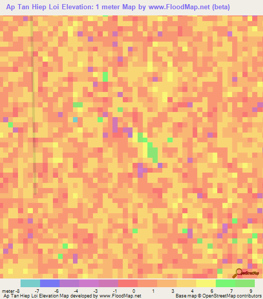 Ap Tan Hiep Loi,Vietnam Elevation Map